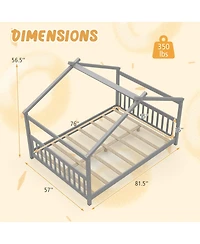 Slickblue Montessori Full Floor Bed with House Frame and Headboard