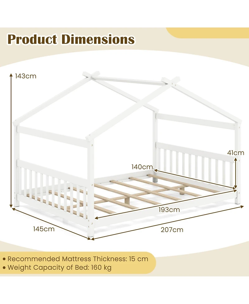 Slickblue Montessori Full Floor Bed with House Frame and Headboard