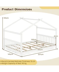 Slickblue Montessori Full Floor Bed with House Frame and Headboard