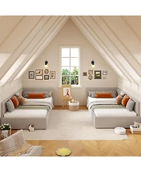 gaomon Twin daybed with headboard, Corner Bed Frame Rails, Velvet Upholstered Sofa Guardrail for Bedroom, Guest Room