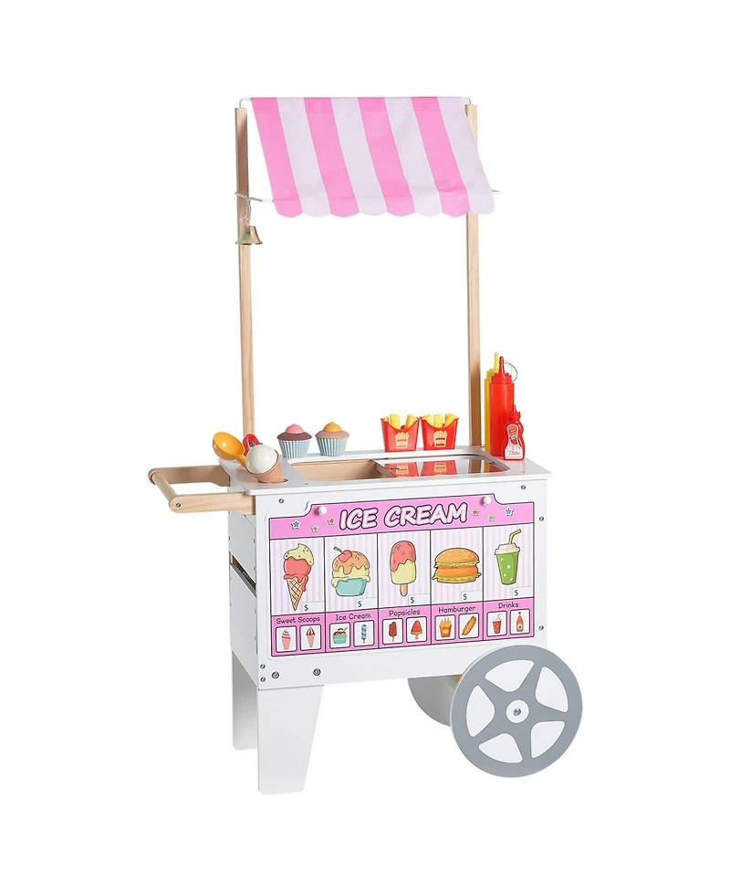 Sugift Ice Cream Cart with Flipping Menus, Freezer & Scanner