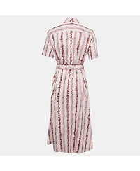 Pre-Owned Burberry Women's Pink Scribble Printed Cotton Belted Shirt Dress