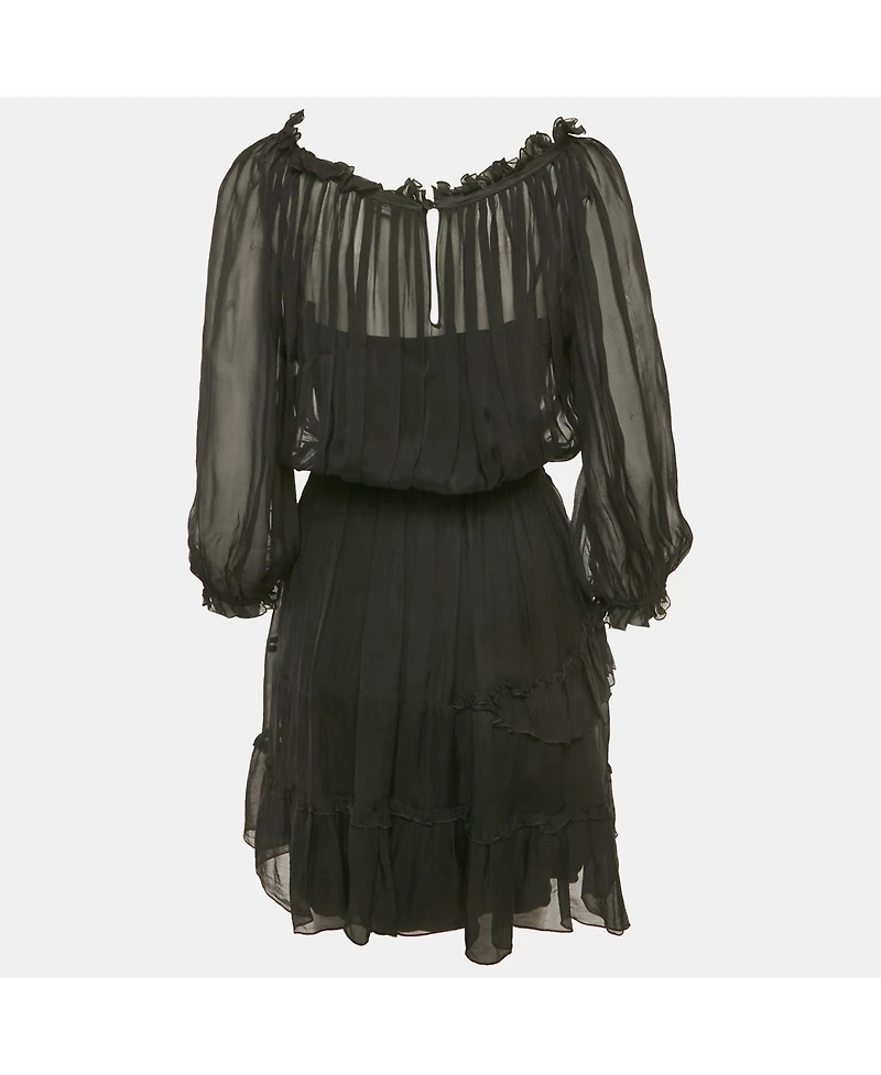 Pre-Owned Dolce & Gabbana Women's Pre-Owned D&g Black Silk Tiered Mini Dress