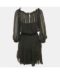 Pre-Owned Dolce & Gabbana Women's Pre-Owned D&g Black Silk Tiered Mini Dress