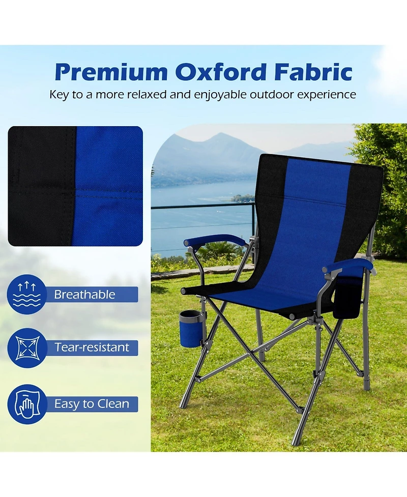 Mecale Portable Folding Oxford Cloth Camping Chair with Cup Holder and Side Pocket