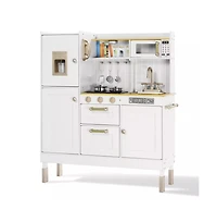 Kinder King Pretend Play Kitchen Wooden Toy Set for Kids w/Lights & Sounds, Utensils, Oven, Microwave