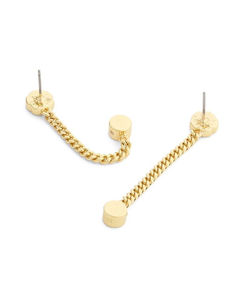 Coach Faux Stone Signature Tea Rose Front Back Earrings