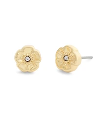Coach Faux Stone Signature Tea Rose Stud Earrings