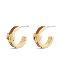 Coach Gold Signature C Heart Huggie Earrings