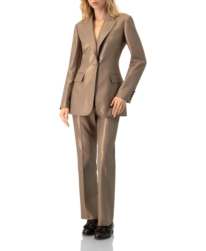 Ivonne Women's Sparkling Blazer with Flap Pockets