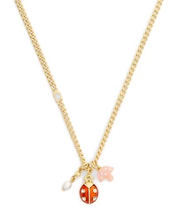 Coach Faux Stone Signature Ladybug Charm Pendant Necklace