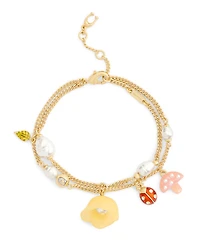Coach Faux Stone Floral Statement Charm Bracelet