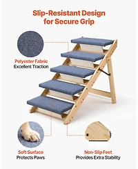 Cozito -Step Wooden Pet Stairs for Bed, Sofa, or Car, Foldable Flat Design