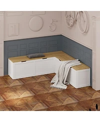 Single-drawer 4-door shoe cabinet, white multi-functional shoe rack, movable shelves