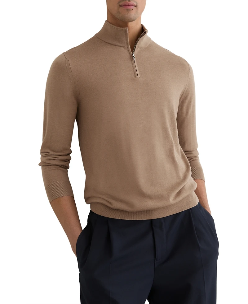 Reiss Men's Blackhall Merino Wool Half-Zip Funnel Neck Sweater