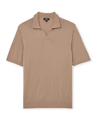 Reiss Men's Merino Wool Open Collar Polo Shirt
