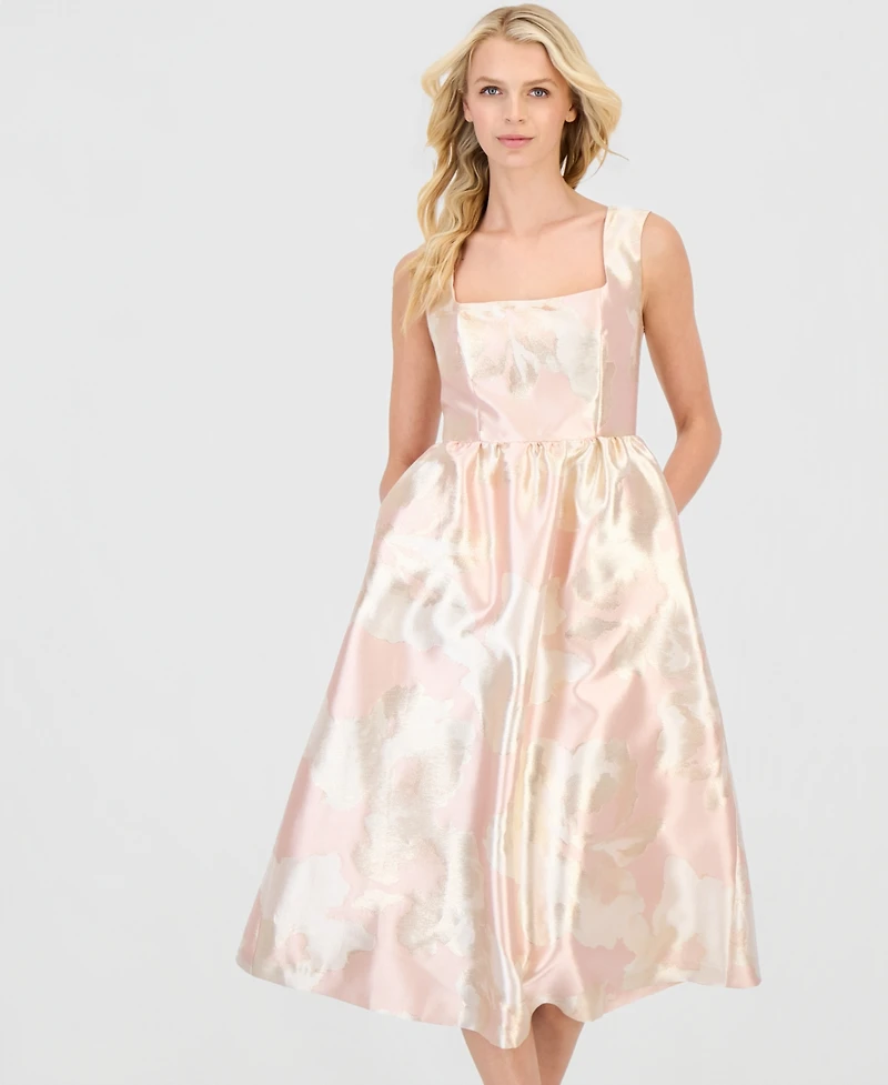 Anne Klein Women's Square-Neck Open-Back Midi Dress