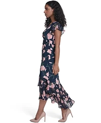 Tommy Hilfiger Women's V-Neck Empire Tiered Midi Dress