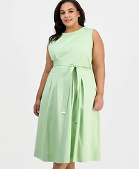Anne Klein Plus Belted Midi Dress
