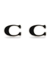 Coach Black Signature C Enamel Stud Earrings