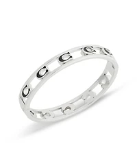 Coach Black Signature C Enamel Openwork Bangle Bracelet