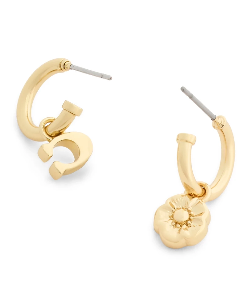 Coach Chalk Signature C Tea Rose Mismatch Earrings