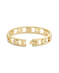 Coach Black Signature C Enamel Openwork Bangle Bracelet