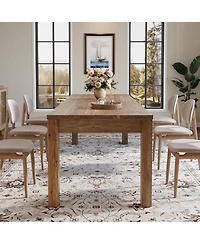 Tribesigns 78.7" Large Dining Table for 6 8 10, Solid Wood Rustic Kitchen Table, Modern Farmhouse Rectangular Dining Desk, Wood Brown