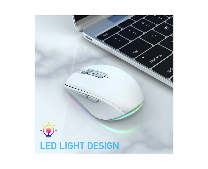 Risokeys Dual-Mode Wireless Mouse-(2.4G & Bluetooth 5.1), 2400 Dpi Adjustable, Silent Click, Type-c Rechargeable