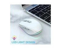 Risokeys Dual-Mode Wireless Mouse-(2.4G & Bluetooth 5.1), 2400 Dpi Adjustable, Silent Click, Type-c Rechargeable