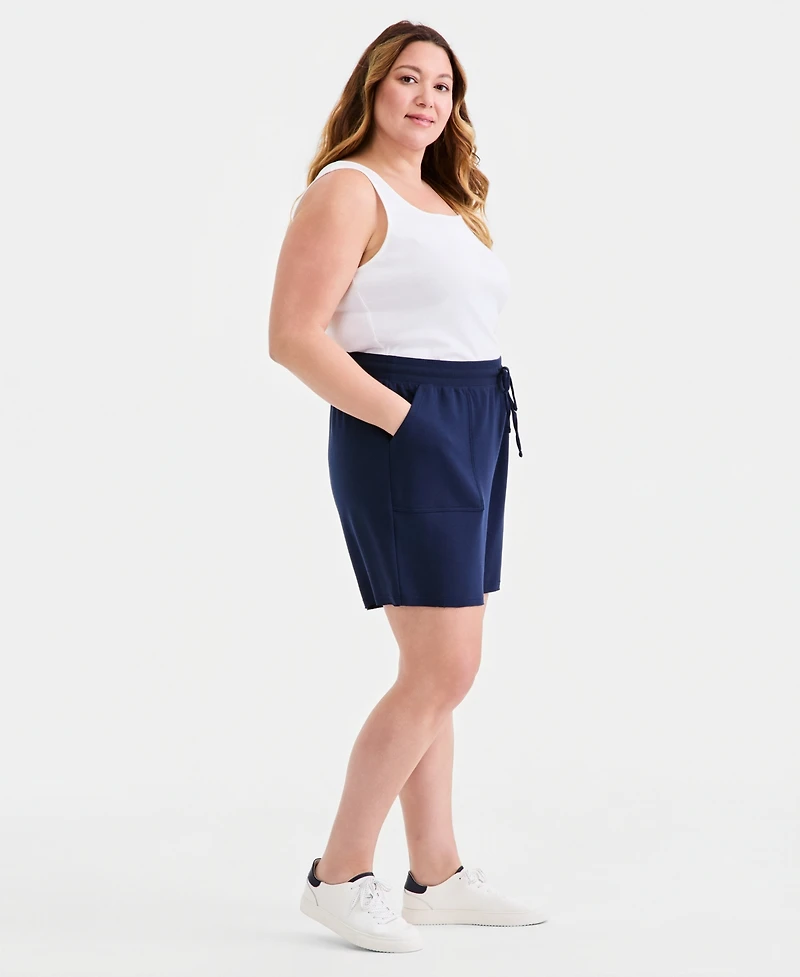Style & Co Plus Raw-Hem Lux Soft French Terry Shorts, Macy's Exclusive
