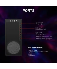 Hp Omen 16L TG03-0000m Gaming Tower Desktop Amd Ryzen 7 8700F 8GB Ram Nvidia GeForce Rtx 5060 512GB Ssd Storage Windows 11 Home - Black