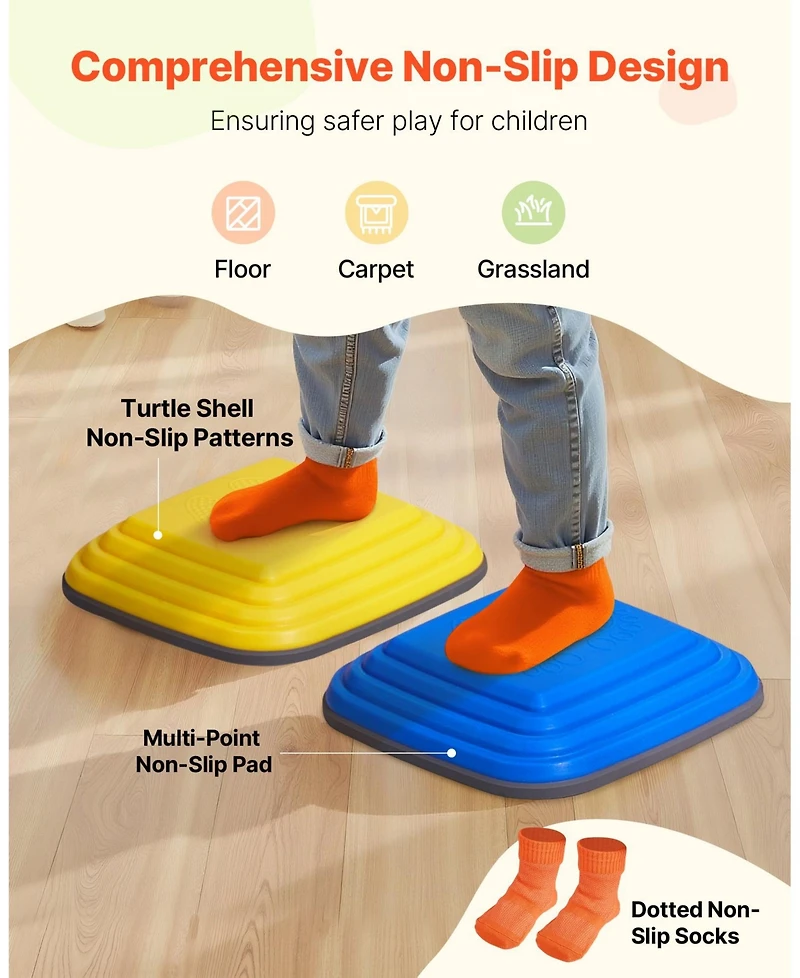 Sugift 10-pc Large Balance Stepping Stones Set, Non-Slip 220 lb Capacity