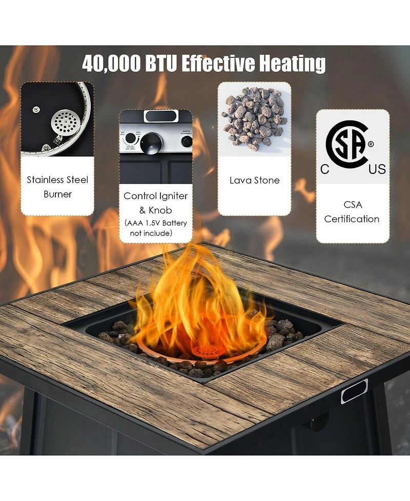 Sugift 28 Inch 40000 Btu Propane Gas Fire Pit Table With Cover