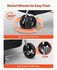 Pet Stroller 35 Lb Foldable Dog Stroller 4-Wheel with Detachable Carrier