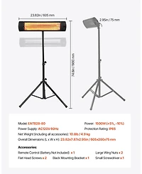 1500W Infrared Space Heater with 3 Heat Settings & Remote Control