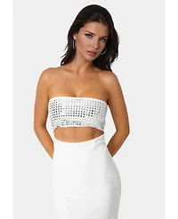 Bebe Women's Embellished Strapless Column Maxi Dress