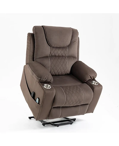Boyel Living Velvet Recliner Chair with 2 Cup Holder, Lounge Chair Power Lift Chair Relax Sofa Chair