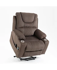 Boyel Living Velvet Recliner Chair with 2 Cup Holder, Lounge Chair Power Lift Chair Relax Sofa Chair