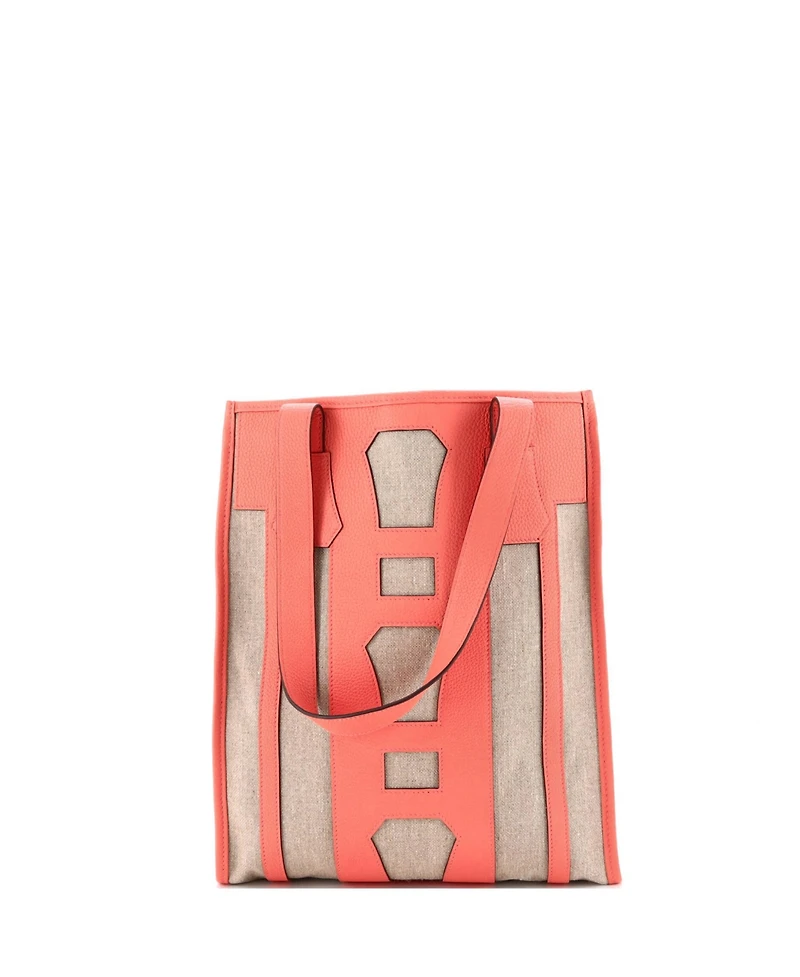 Pre-Owned HERMES Pm Petit H Bell Tote Toile and Leather