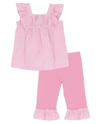 Rare Editions Girls' Toddler 2T-4T Square Neck Top and Capri Pants, 2-Piece Set