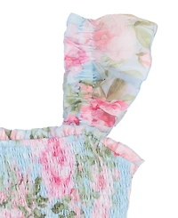 Rare Editions Girls' 7-16 3D Printed Smock Square Neck Dress