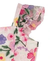 Rare Editions Girls' 7-16 Floral Embroidered Square Neck Dress