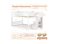 Slickblue Low Full Bunk Bed with Solid Wood and Storage Steps