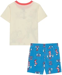 Dr. Seuss Boys' Toddler 2T-5T the Cat Hat T-Shirt and Shorts, 2-Piece Set