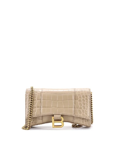 Pre-Owned Balenciaga Hourglass Chain Wallet Embossed Leather