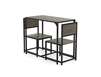 Slickblue 3 Pcs Dining Set Compact Table and 2 Chair with Metal Frame for for Small Space