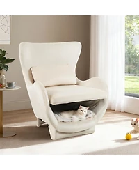 Aostirmotor Modern Velvet Accent Chair - Pet-Friendly 2-in-1 Lounge for Living Room & Office