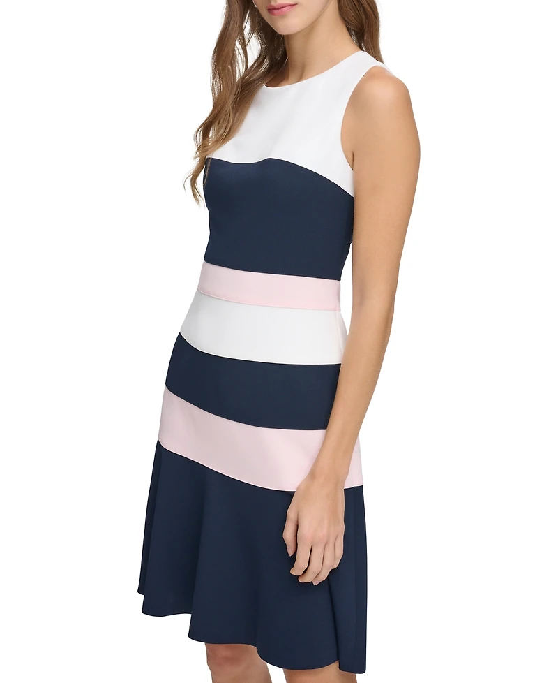 Tommy Hilfiger Women's Colorblocked Scuba Crepe Sleeveless Dress