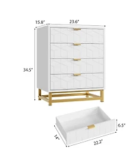 gaomon 4 Drawer Dresser for Bedroom, Modern Chest with Gold Metal Handles, Storage Living Room, Hallway, Entryway